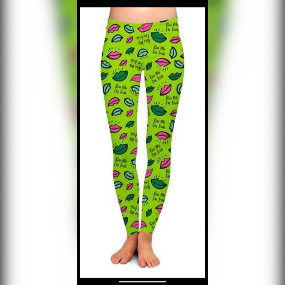 COPY - Two Left Feet Lucky Leggings, “Kiss me l’M Irish”